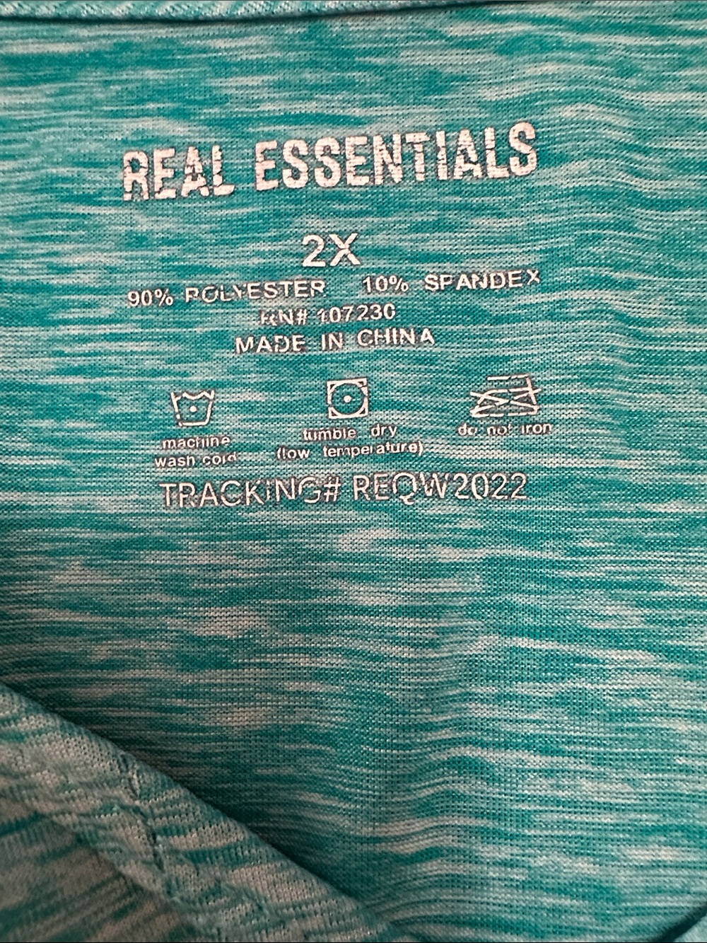 Real Essentials Teal V-Neck Activewear Tee Size 2X - Picture 5 of 7